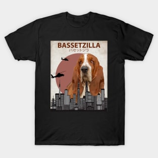 Bassetzilla – Basset Hound Giant Dog Monster T-Shirt